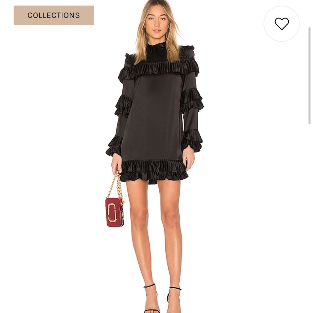 Frame : ruffle black dress silk